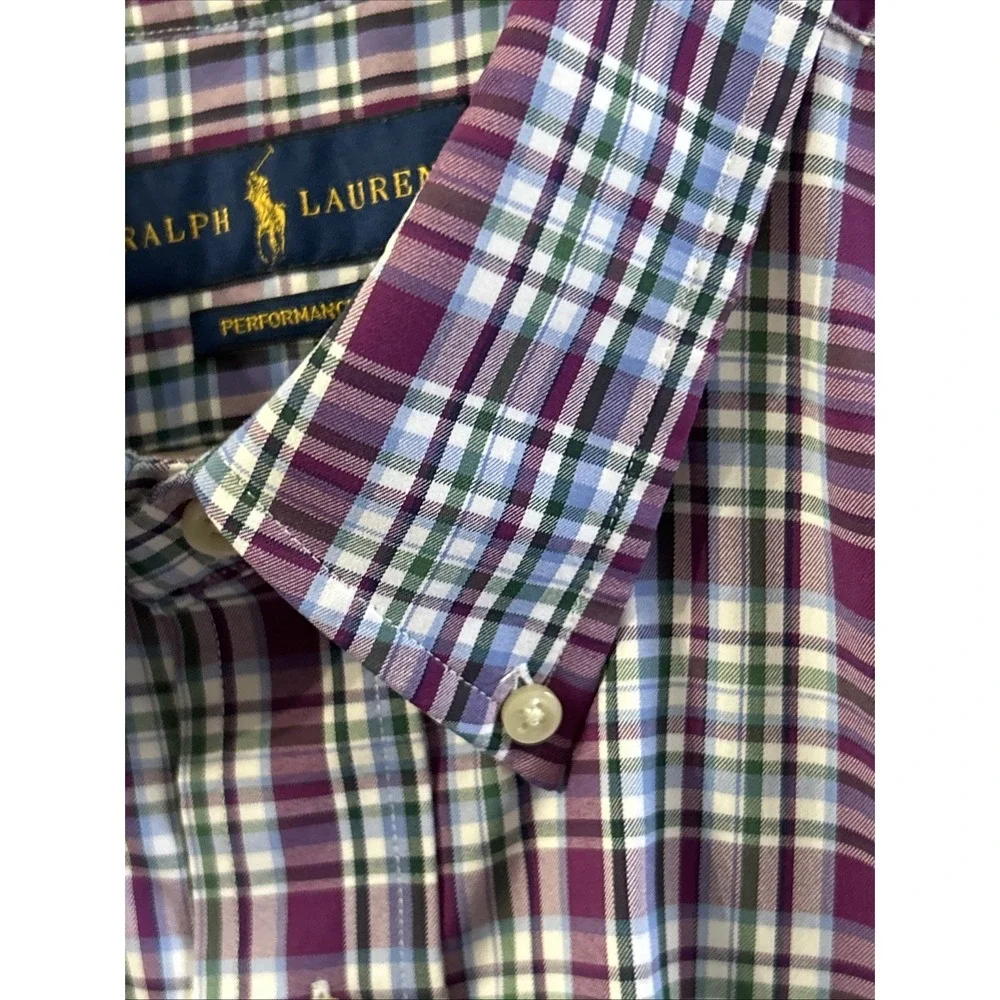 Mens Ralph Lauren Big & Tall Performance L/S Button Down Shirt Sz 2XB Nylon Blen